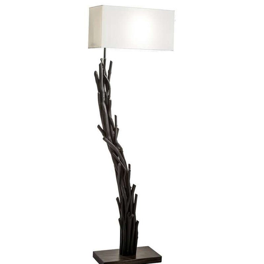 Lamps * | Best Deal Vandue Corporation Modern Home Angled Driftwood Nautical Wooden Floor Lamp Blackwood