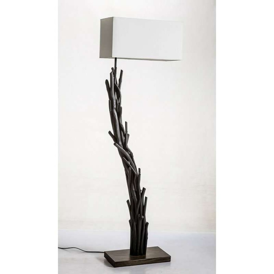 Lamps * | Best Deal Vandue Corporation Modern Home Angled Driftwood Nautical Wooden Floor Lamp Blackwood