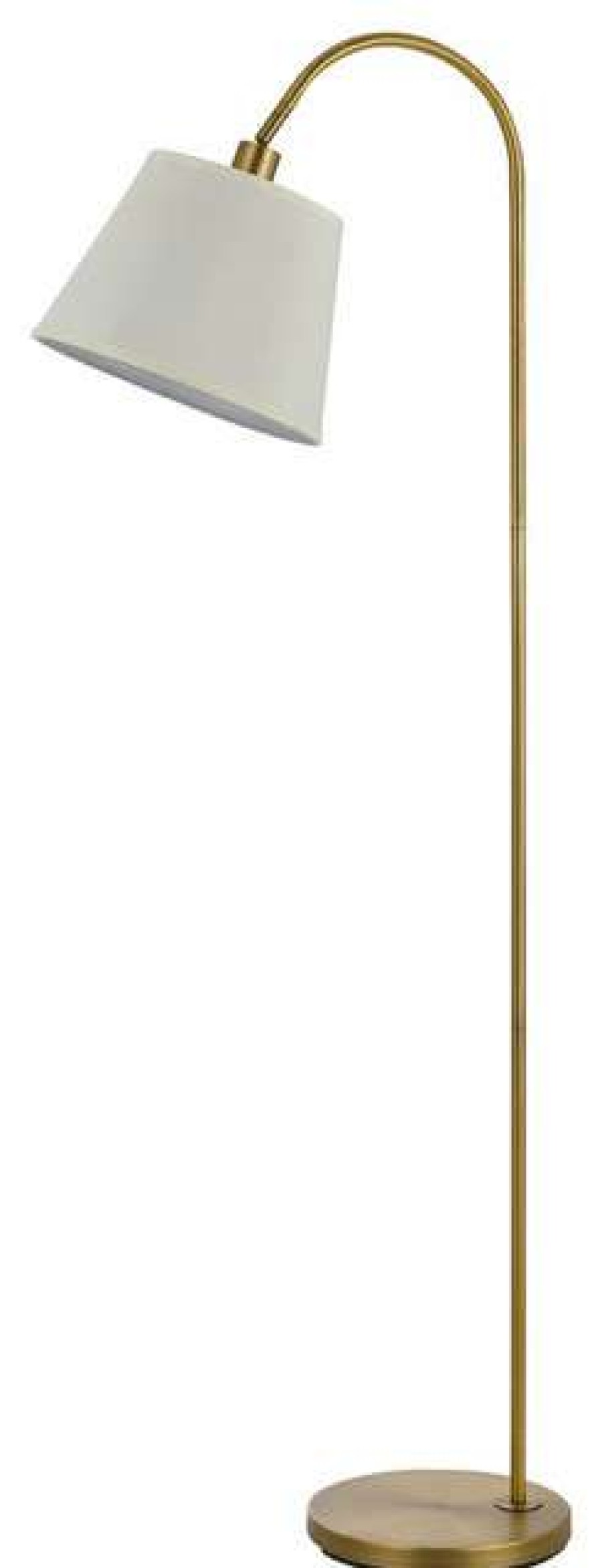 Lamps * | Deals Cal Lighting 60W Covington Metal Floor Lamp, Antique Brass Finish, White Shade