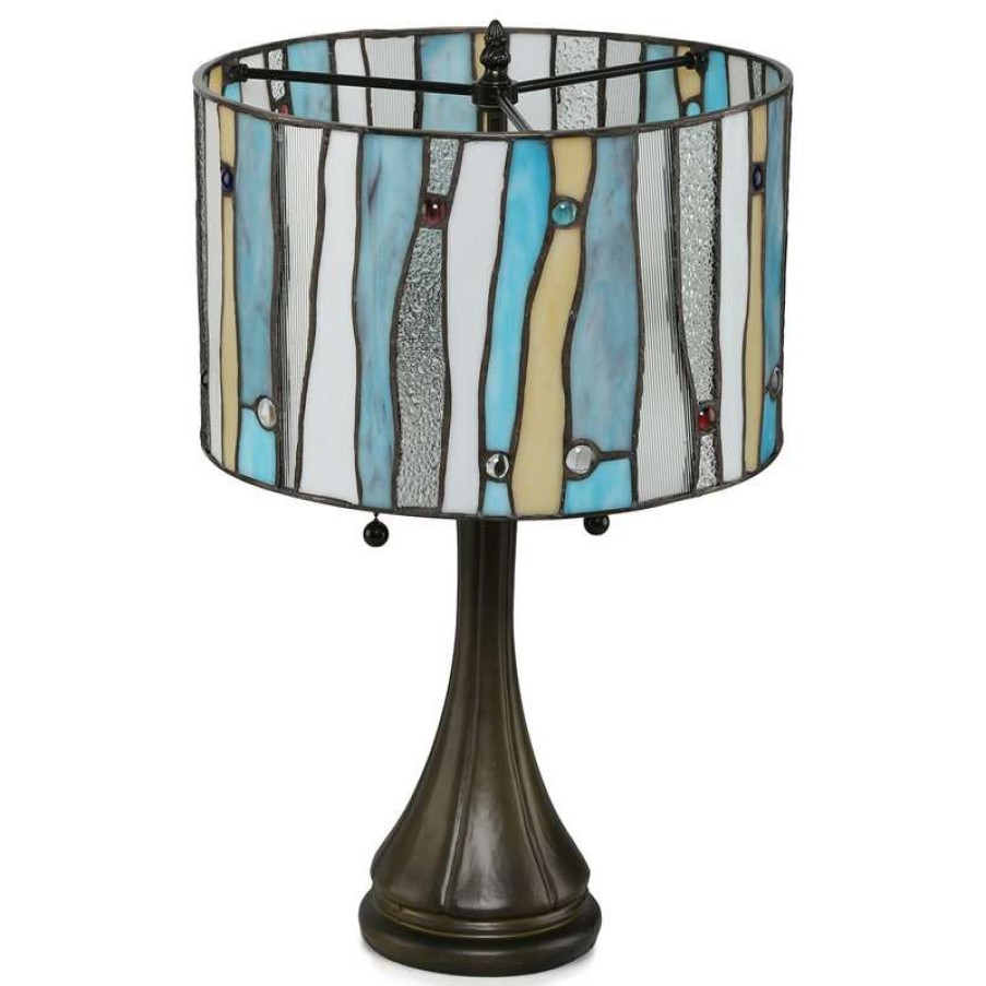 Lamps * | Brand New Serena D'Italia Contemporary Tiffany 2-Light Blue 22 Table Lamp