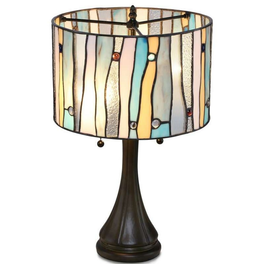 Lamps * | Brand New Serena D'Italia Contemporary Tiffany 2-Light Blue 22 Table Lamp