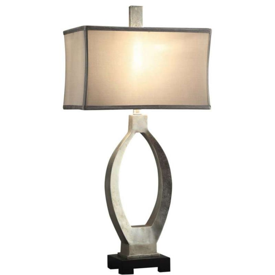 Lamps * | Flash Sale Crestview Collection Camden Table Lamp, Resin Silver Leaf Finish