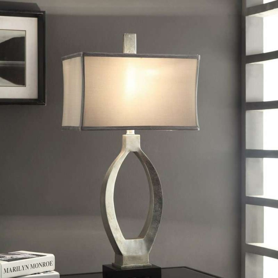 Lamps * | Flash Sale Crestview Collection Camden Table Lamp, Resin Silver Leaf Finish