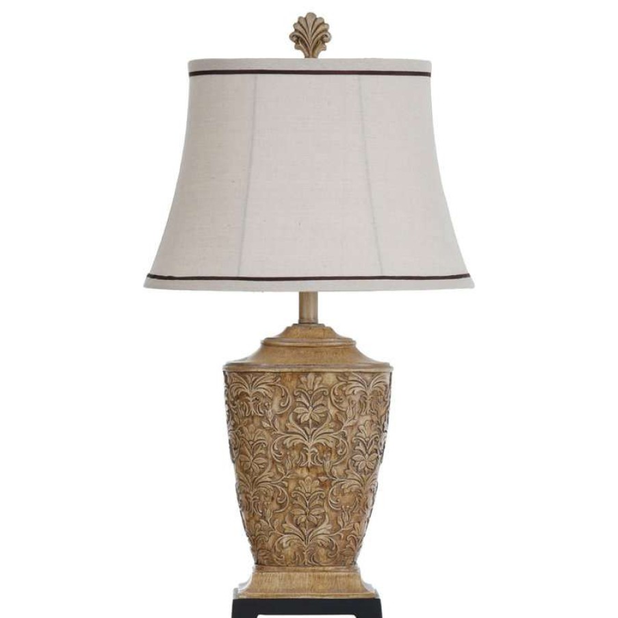 Lamps * | Wholesale Stylecraft Home Collection Single Pack Re-Shippable Traditional Carved Table Lamp In Tortola Cream Finish