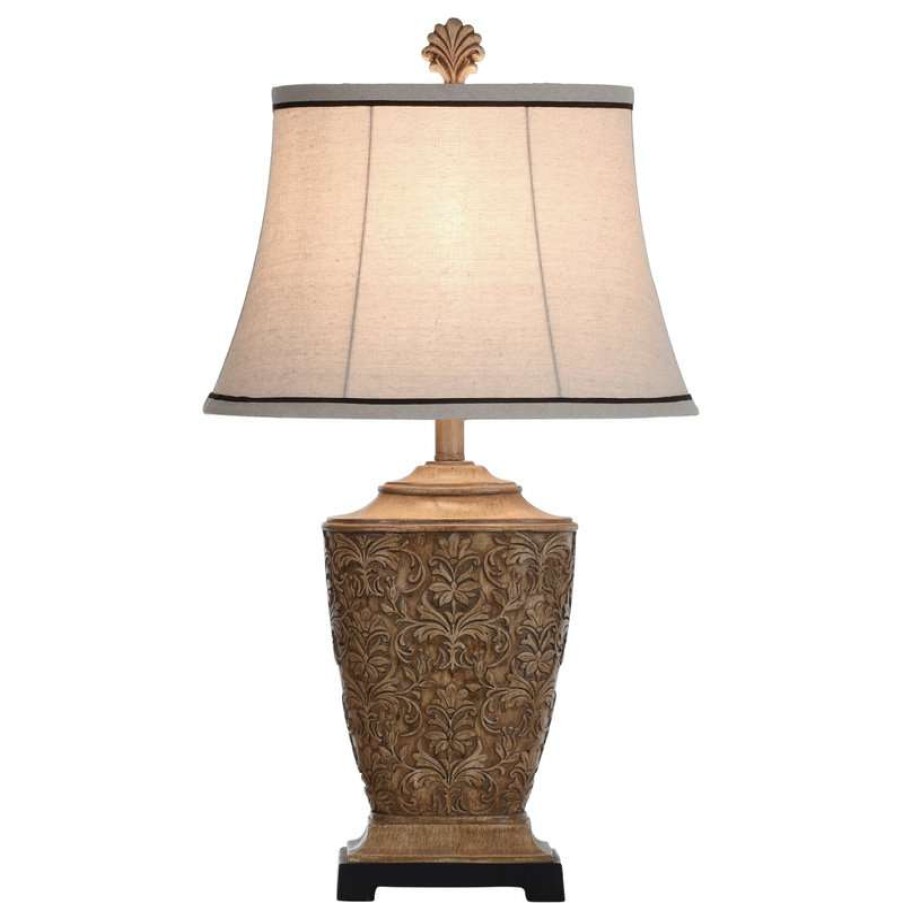 Lamps * | Wholesale Stylecraft Home Collection Single Pack Re-Shippable Traditional Carved Table Lamp In Tortola Cream Finish