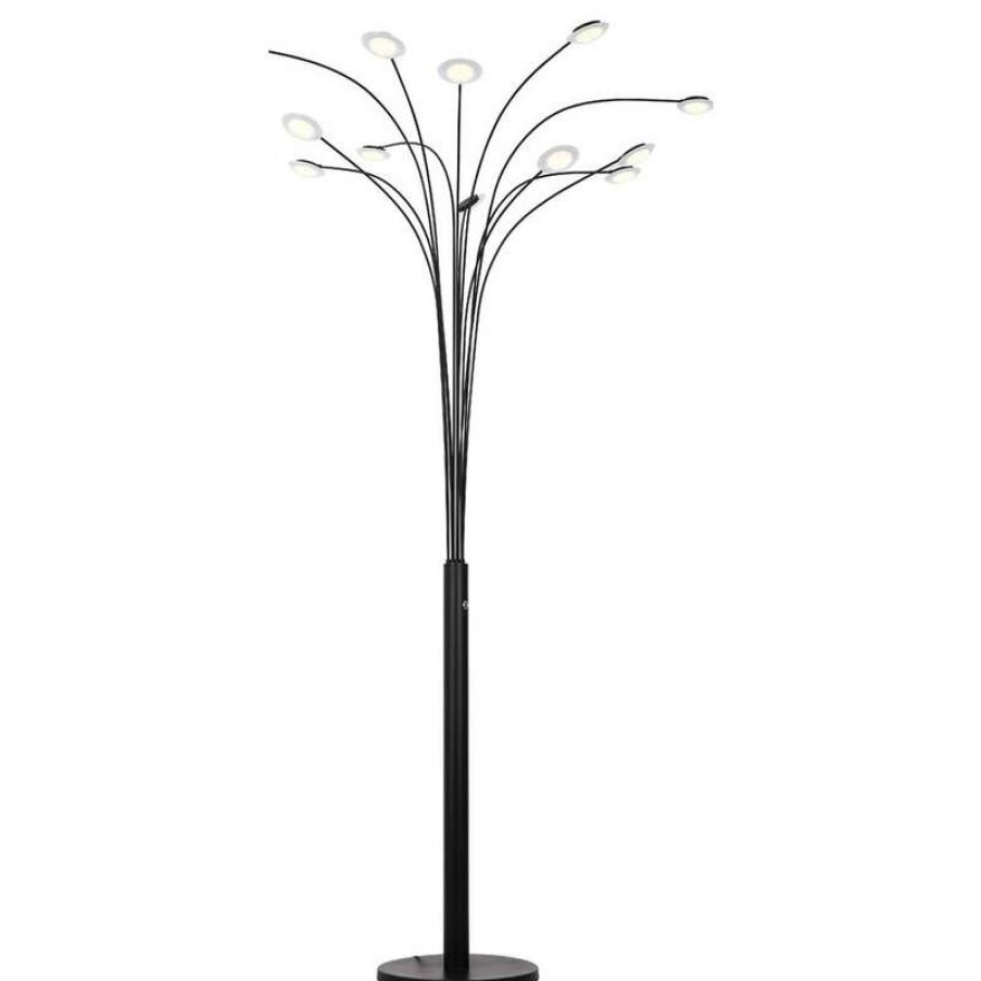 Lamps * | Best Sale Artiva Usa 84 Quan Money Tree Arch Floor Lamp, Touch Dimmer, Matte Black