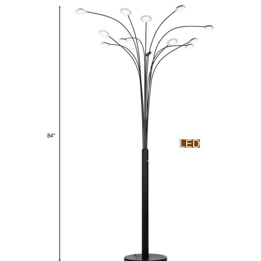 Lamps * | Best Sale Artiva Usa 84 Quan Money Tree Arch Floor Lamp, Touch Dimmer, Matte Black