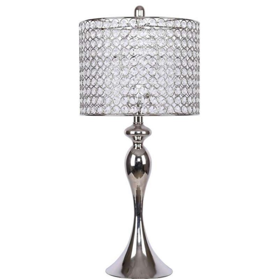 Lamps * | Buy Lumisource 26.5 Polished Nickel Table Lamp With Crystal Bead Shade Submit