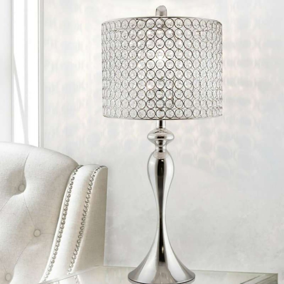 Lamps * | Buy Lumisource 26.5 Polished Nickel Table Lamp With Crystal Bead Shade Submit