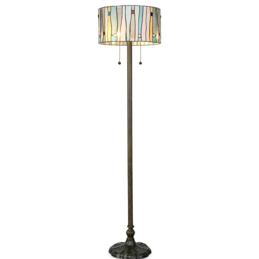 Lamps * | Brand New Serena D'Italia Contemporary Tiffany 2-Light Blue 58 Bronze Floor Lamp