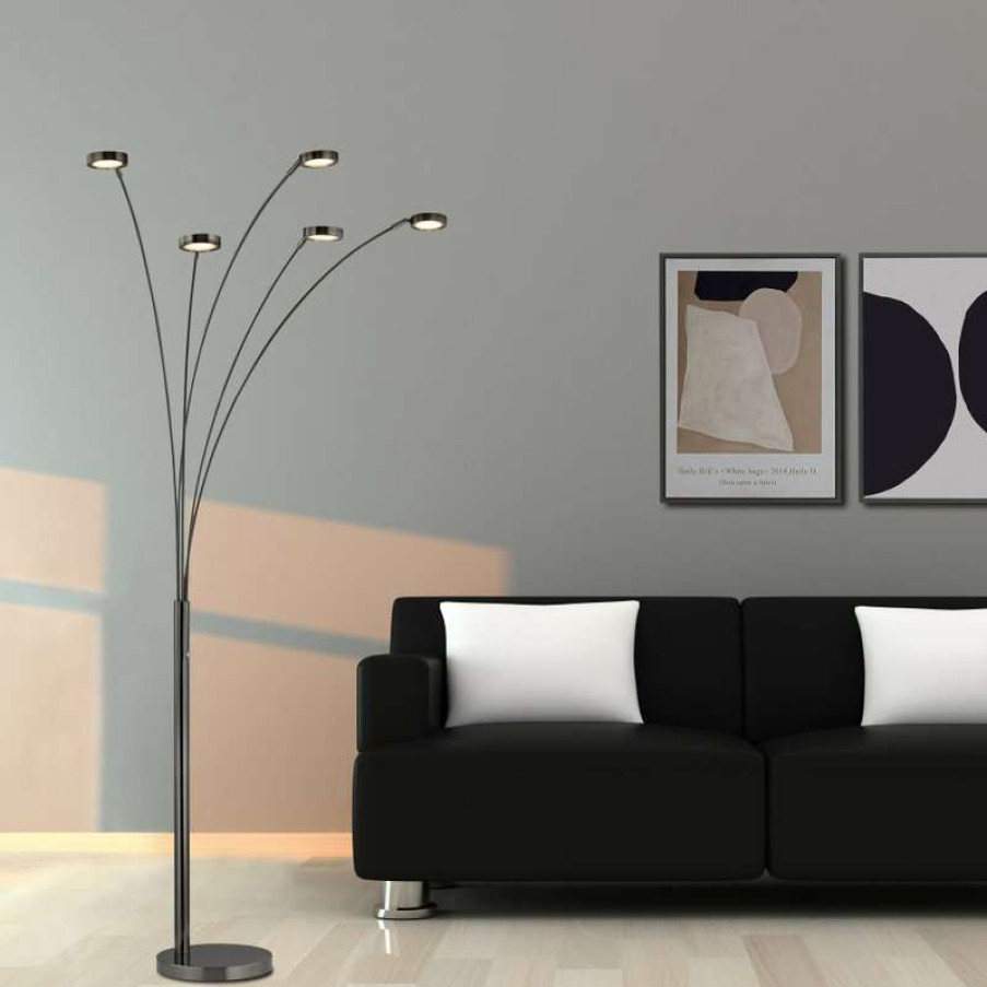 Lamps * | Hot Sale Artiva 73 Led 5-Arched Floor Lamp With Touch Dimmer