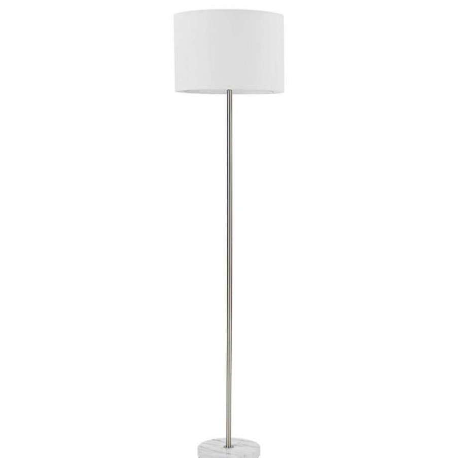 Lamps * | Best Deal Globe Electric Versailles 60 Brushed Nickel Floor Lamp, Faux Marble Accent