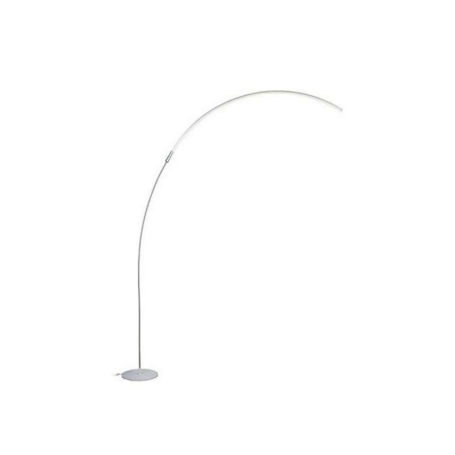 Lamps * | Coupon Anzy Led Floor Lamp, Curved, Contemporary Minimalist Lighting, Silver