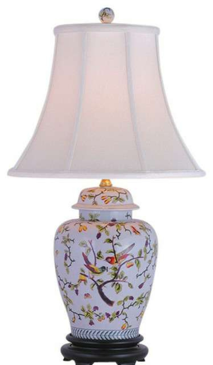 Lamps * | Best Deal William Sung Multicolor Chinese Bird Motif Porcelain Temple Jar Table Lamp 26