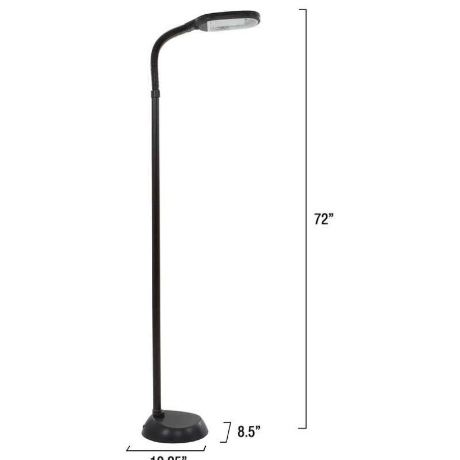 Lamps * | Promo Natural Full Spectrum Sunlight Floor Lamp Black 6 Feet Lavish Home