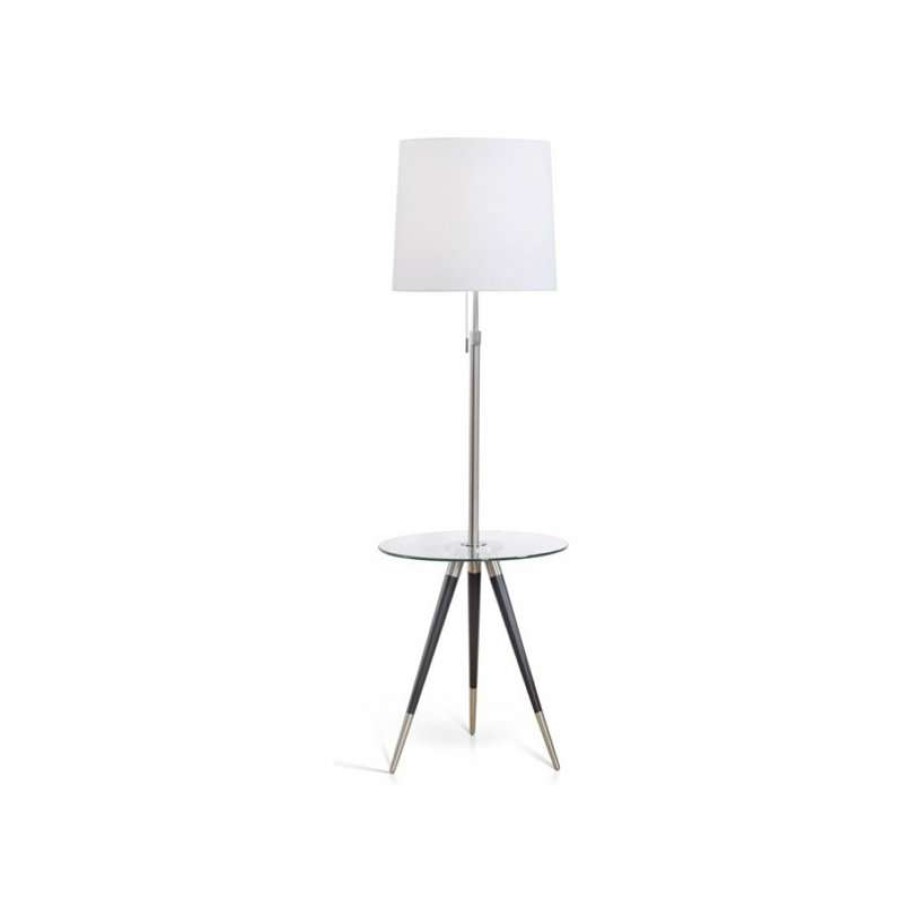 Lamps * | Hot Sale Homeglam The Premiere Modern Tripod Glass Table Floor Lamp, Brushed Nickel