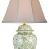 Lamps * | Outlet William Sung Green And White Floral Pattern Porcelain Temple Jar Table Lamp 29