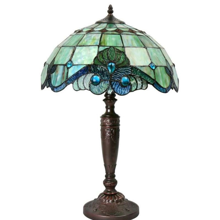 Lamps * | Budget Serena D'Italia Tiffany 2-Light Pearl Vintage 25 Table Lamp