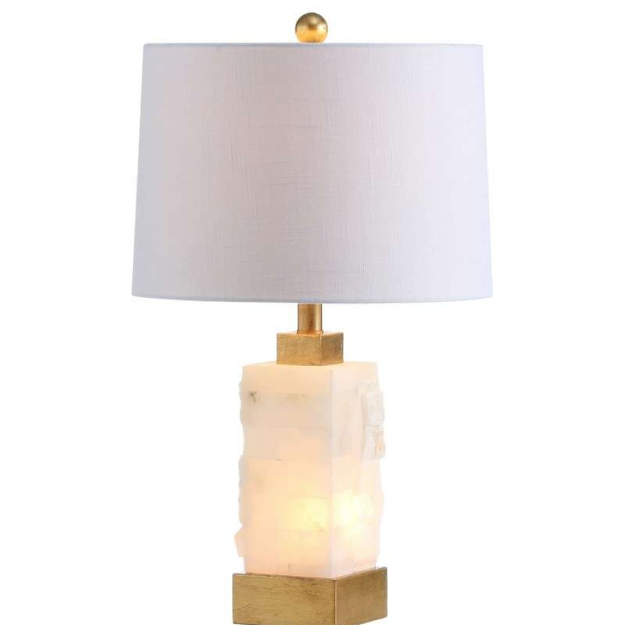 Lamps * | Cheapest Jonathan Y Eloise 23 Alabaster, Metal Led Table Lamp, White, Gold Leaf