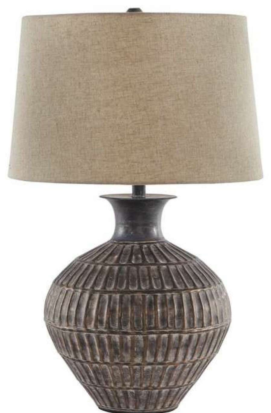 Lamps * | Cheapest Ashley Furniture Industries Ashley Furniture Magan Metal Table Lamp In Antique Bronze