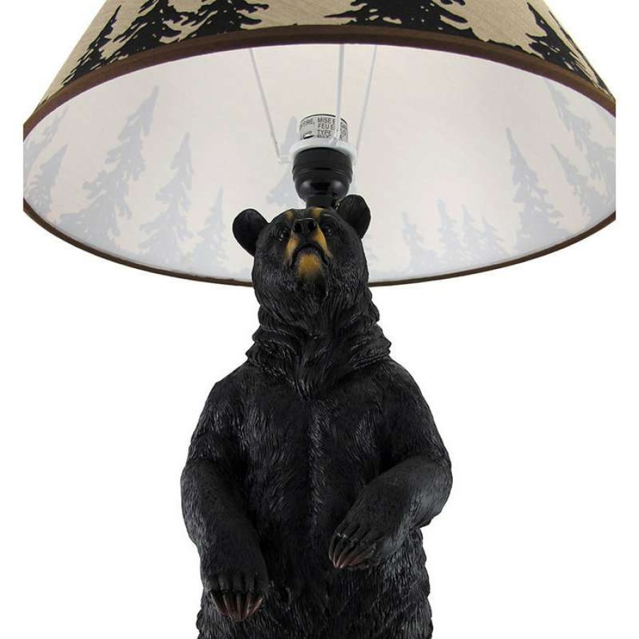 Lamps * | Cheapest Zeckos Standing Grizzly Bear Table Lamp W/ Silhouette Shade