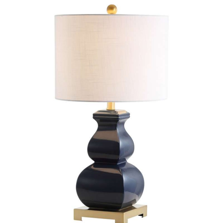 Lamps * | New Jonathan Y Vienna 25.5 Ceramic Led Table Lamp, Navy, Gold, White