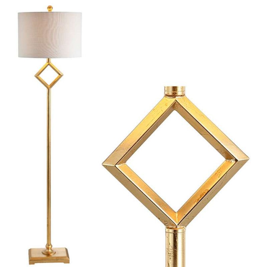 Lamps * | Best Deal Jonathan Y Juno Metal Led Floor Lamp, Gold Leaf, 62.5