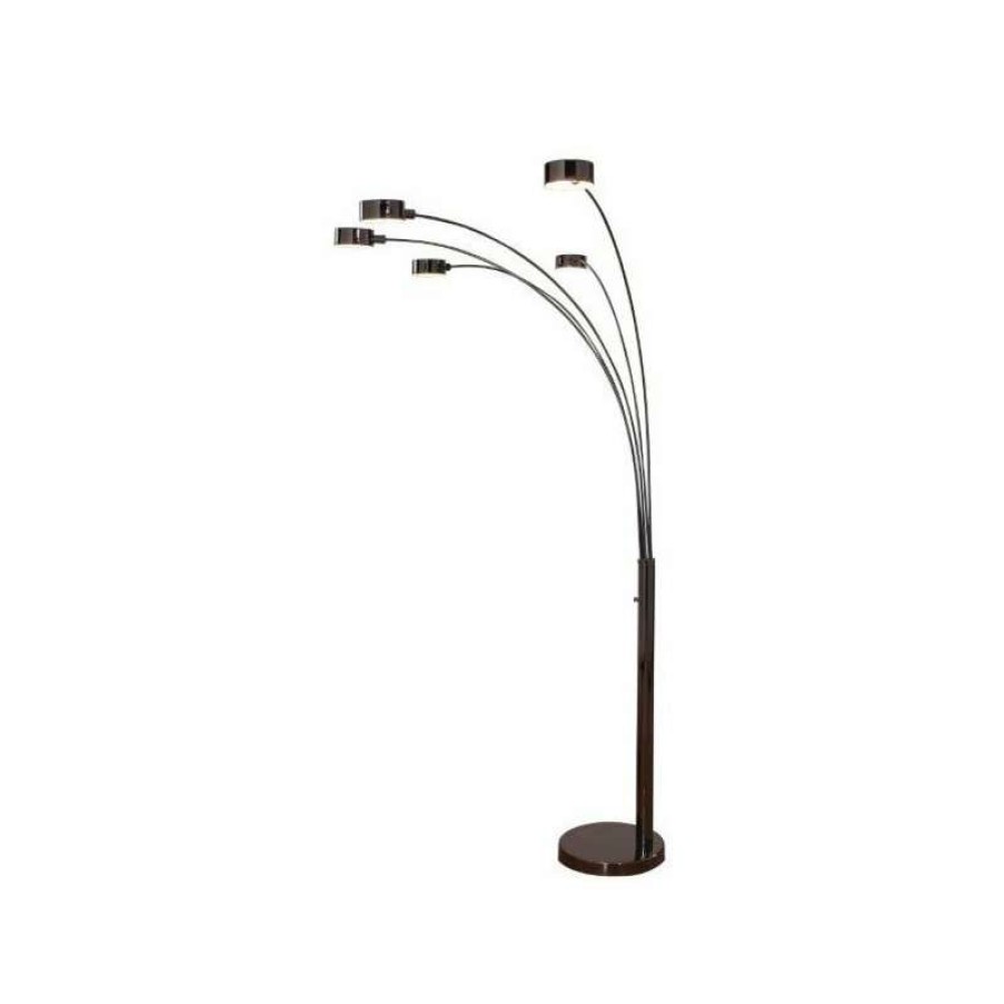 Lamps * | New Artiva Micah Led 5 Arched Floor Lamp With Dimmer, Jet Black