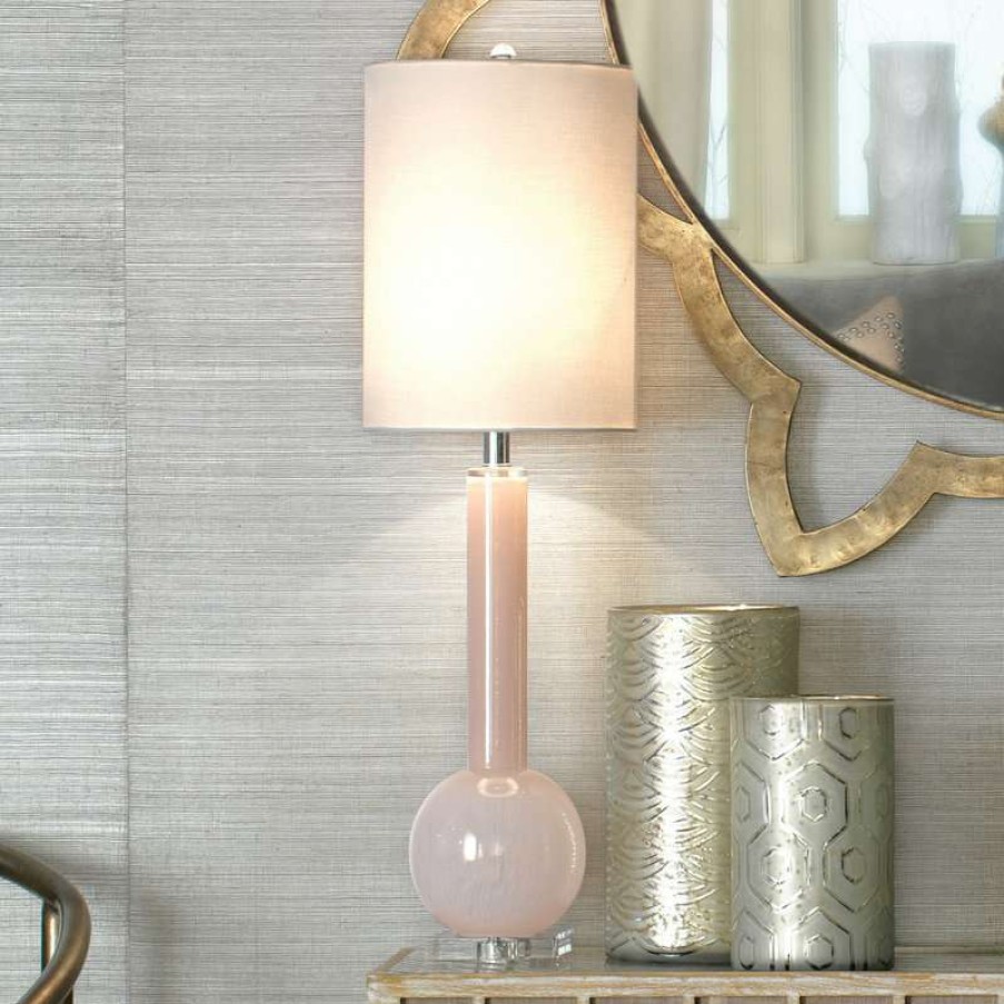 Lamps * | Deals Jamie Young Company Coastal Style Pink Glass Studio Table Lamp