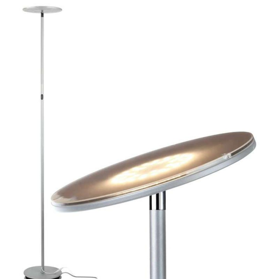 Lamps * | Cheap Brightech Sky Flux Led Torchiere Floor Lamp, Platinum Silver