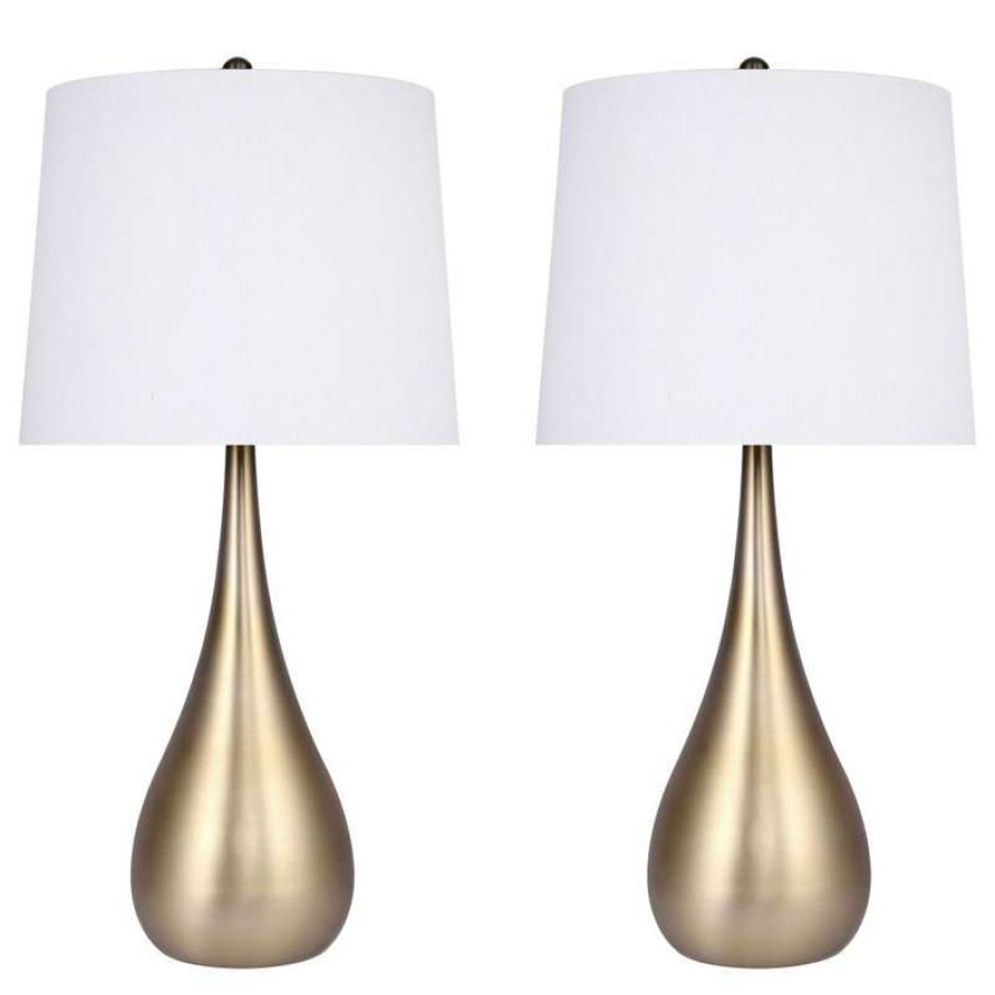 Lamps * | Cheap Lumisource 30 Plated Gold Teardrop Table Lamps, Set Of 2