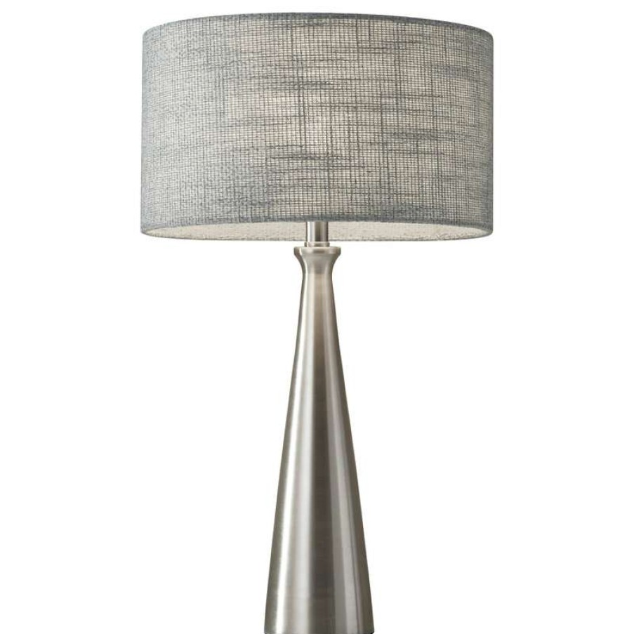 Lamps * | Flash Sale Adesso Linda Table Lamp, Brushed Steel