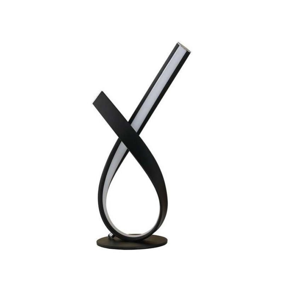 Lamps * | Hot Sale Ore International 17 Abstract Upright Ribbon Bow Led Black Metal Table Lamp