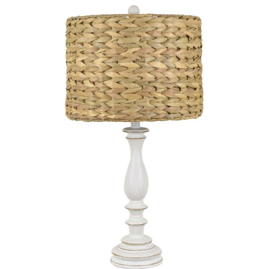 Lamps * | Cheapest Crestview Collection Jenny White Rattan Table Lamp