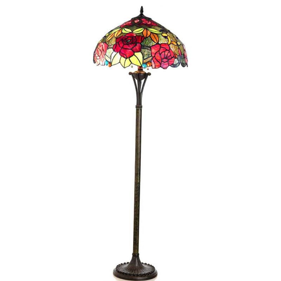 Lamps * | Best Pirce Chloe Lighting, Inc. Peggy, Tiffany-Style 2 Light Roses Floor Lamp, 18 Shade