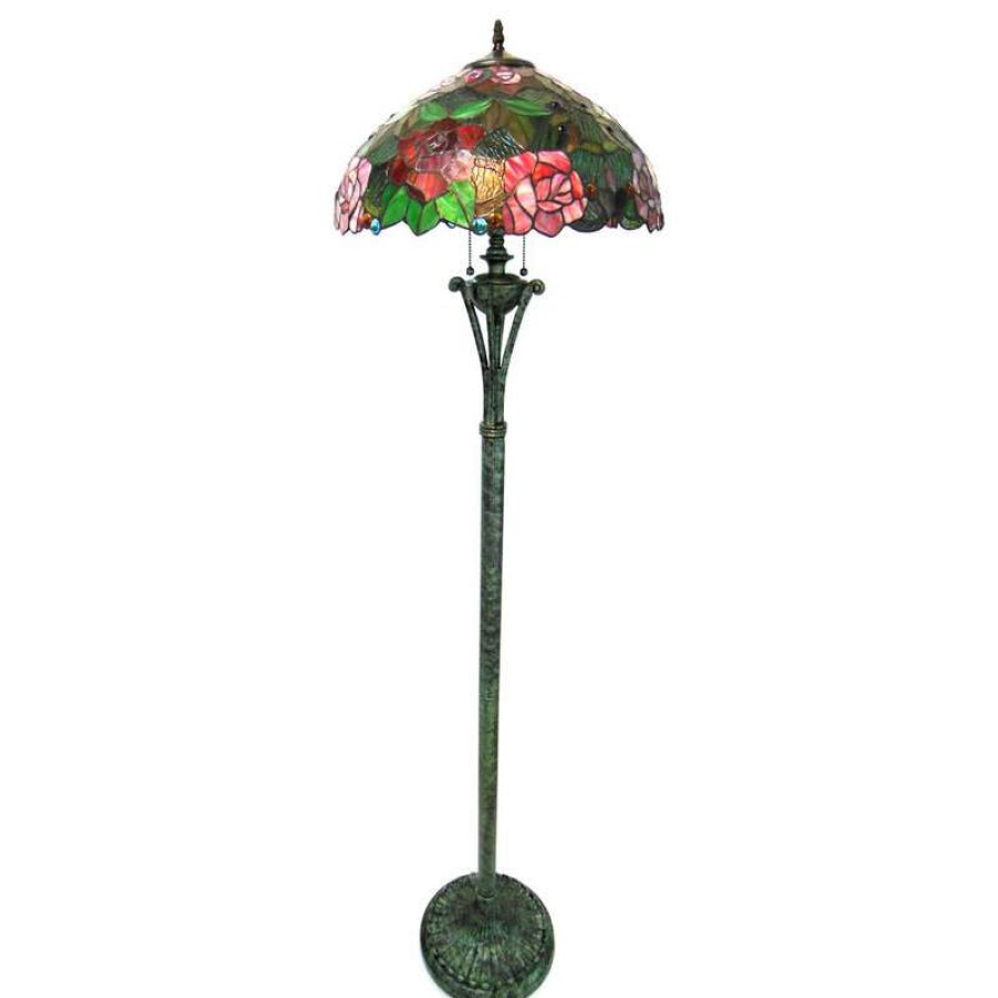 Lamps * | Best Pirce Chloe Lighting, Inc. Peggy, Tiffany-Style 2 Light Roses Floor Lamp, 18 Shade