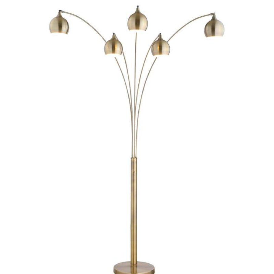 Lamps * | Best Reviews Of Artiva Amore Led Arch Floor Lamp With Dimmer, Antique Satin Brass