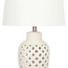 Lamps * | Cheapest Fangio Lighting 26 White Ceramic Table Lamp With Lattice Design