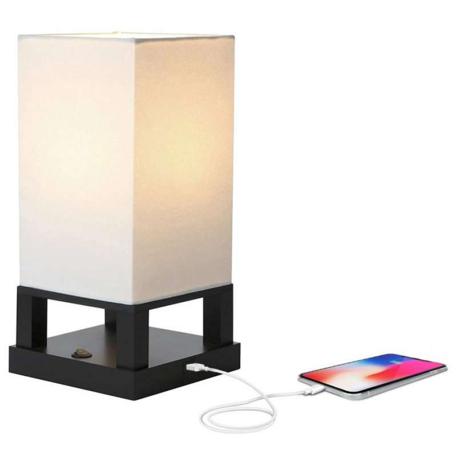 Lamps * | Buy Brightech Maxwell Table, Nightstand, Desk & Table Lamp, Classic Black