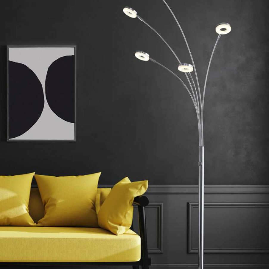 Lamps * | Best Pirce Artiva Led 5-Arched Floor Lamp With Dimmer, 73