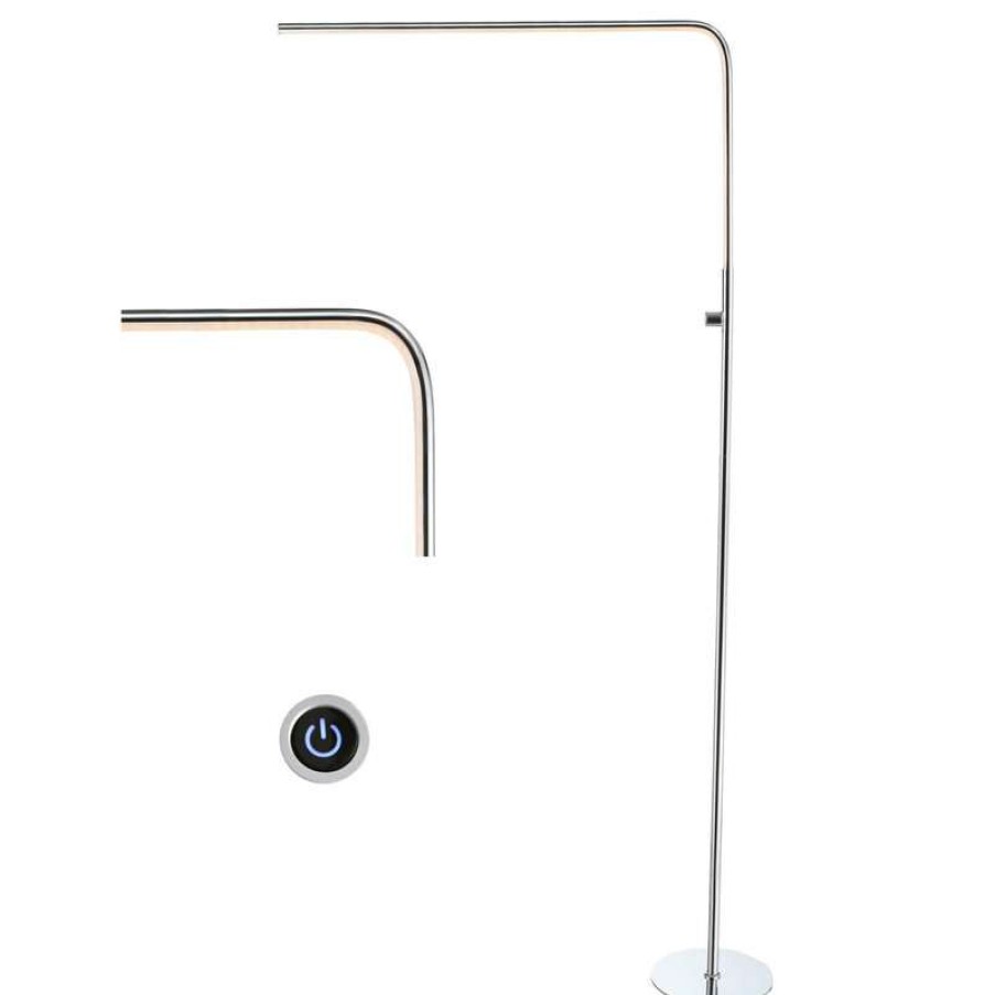 Lamps * | Best Sale Jonathan Y Natalie 63 Led Integrated Floor Lamp, Chrome