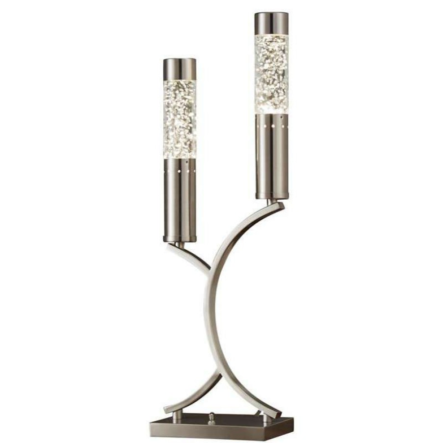 Lamps * | Best Pirce Domain Industries Inc. Lexicon Modern Metal Base Table Lamp In Satin Nickel