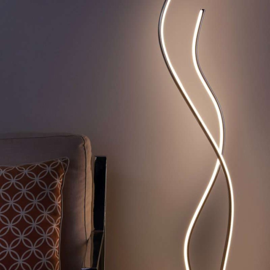 Lamps * | Flash Sale Jonathan Y Cairo 63.75 Led Integrated Floor Lamp, Chrome