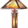 Lamps * | Top 10 Chloe Lighting, Inc. Chloe Lighting Gawain Mission 3 Light Double Lit Wooden Table Lamp