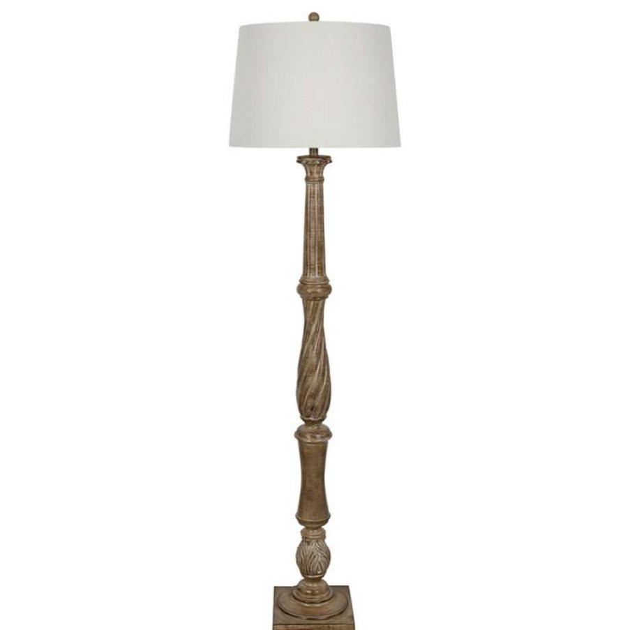 Lamps * | Hot Sale Crestview Collection Tilbury Brown Resin Tapered Drum Floor Lamp