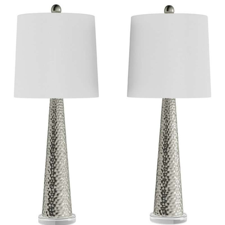 Lamps * | Best Deal Lavish Home Set Of 2 Contemporary Hammered Look Glass Lamps