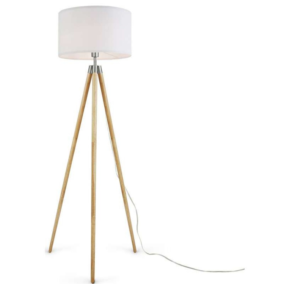 Lamps * | Best Sale Light Society Ansel Tripod Floor Lamp, Natural And White