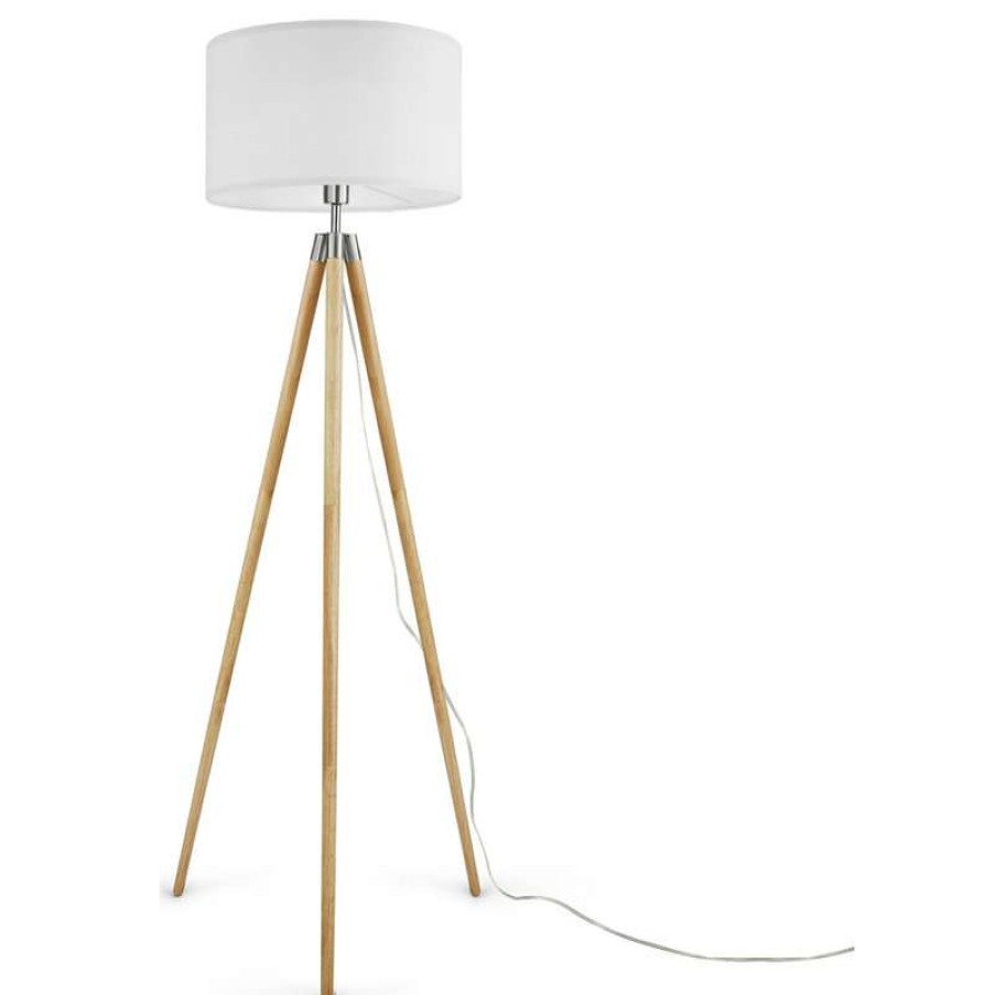 Lamps * | Best Sale Light Society Ansel Tripod Floor Lamp, Natural And White