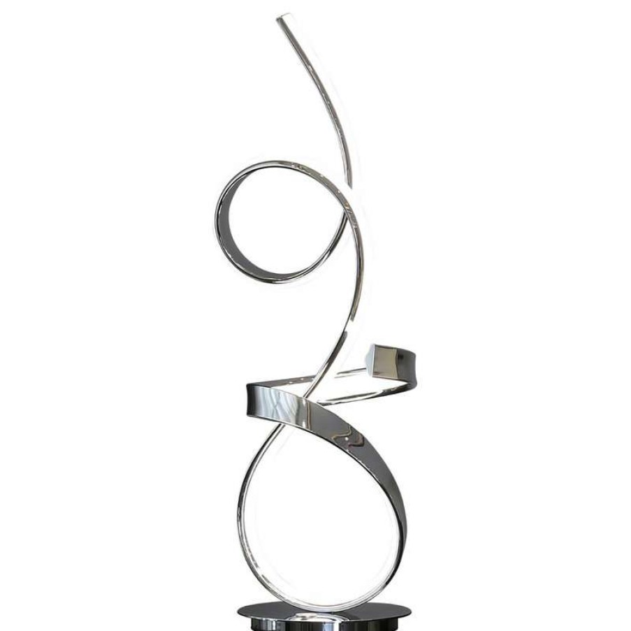 Lamps * | Promo Finesse Decor Amsterdam Table Lamp Led Strip & Touch Dimmer, Chrome