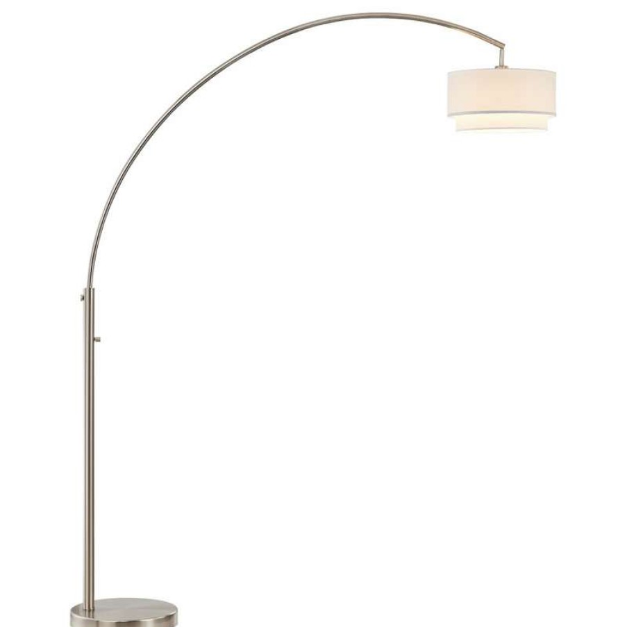 Lamps * | Outlet Artivausa Elena Ii 81 Led Arched Floor Lamp Double Shade, Satin Nickel